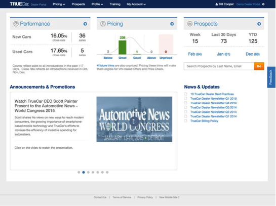 TrueCar經(jīng)銷商系統(tǒng)界面